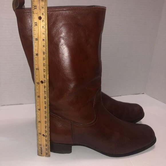 Handmade Men's Brown Leather Boots Size 6 low Round Toe heel - Picture 12 of 12
